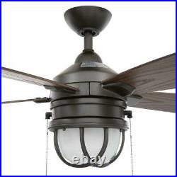 Hampton Bay Seaport 52 in. LED In/Outdoor Natural Iron Ceiling Fan withLight Kit