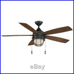 Hampton Bay Seaport 52 in. LED Indoor/Outdoor Natural Ir Ceiling Fan withLight Kit