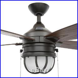 Hampton Bay Seaport 52 in. LED Indoor/Outdoor Natural Ir Ceiling Fan withLight Kit