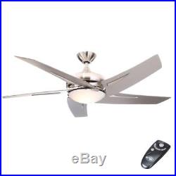 Hampton Bay Sidewinder 54 Indoor Brushed Nickel Ceiling Fan Light Kit & Remote