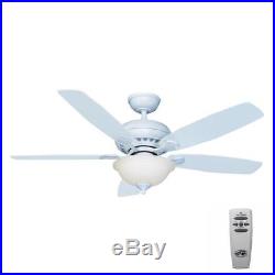 Hampton Bay Southwind 52 in. LED Matte White Ceiling Fan with Light Kit & Remote