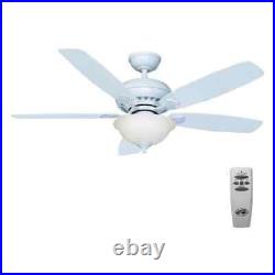 Hampton Bay Southwind 52 in. LED Matte White Ceiling Fan with Light Kit & Remote