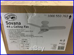 Hampton Bay Sovana 44 in. Indoor White Ceiling Fan with Light Kit 14412