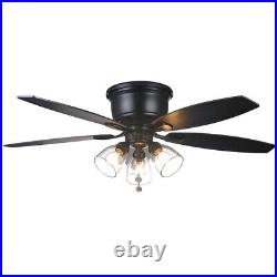 Hampton Bay Stoneridge 52 in. Indoor LED Matte Black Hugger Ceiling Fan