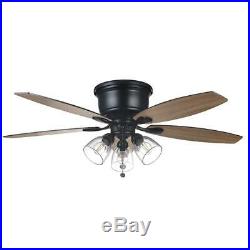 Hampton Bay Stoneridge 52 in. Matte Black Hugger LED Ceiling Fan with Light Kit