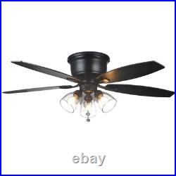 Hampton Bay Stoneridge 52 in. Matte Black Hugger LED Ceiling Fan with Light Kit