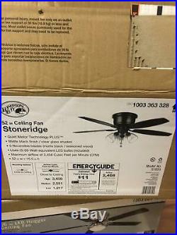 Hampton Bay Stoneridge 52 in Matte Black Hugger LED Ceiling Fan with Light Kit 643