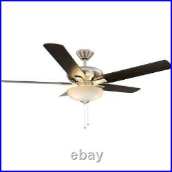 Hampton Bay Traditional Ceiling Fan With Light Kit 52 LED Indoor Brushed Nickel