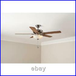 Hampton Bay Traditional Ceiling Fan With Light Kit 52 LED Indoor Brushed Nickel