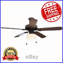 Hampton Bay Tri-mount 52. Indoor Oil Rubbed Bronze Ceiling Fan With Light Kit /