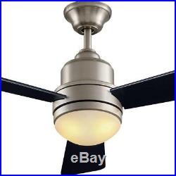 Hampton Bay Trieste 52 in. Indoor Brushed Nickel Ceiling Fan Light Kit + Remote