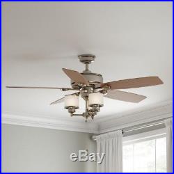 Hampton Bay Waterton II 52 in. Indoor Brushed Nickel Ceiling Fan with Light Kit