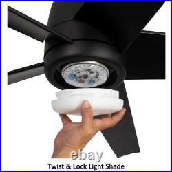 Hampton Ceiling Fan 54 Color Changing LED Matte Black With Light Kit + Remote