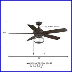 Hanahan 52 in. LED Outdoor Textured Black Ceiling Fan with Light Kit