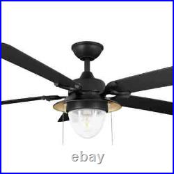 Hanahan 52 in. LED Outdoor Textured Black Ceiling Fan with Light Kit