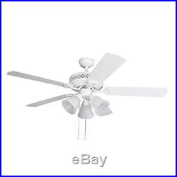 Harbor Breeze 52-in White Indoor Downrod Mount Ceiling Fan with Light Kit, NEW