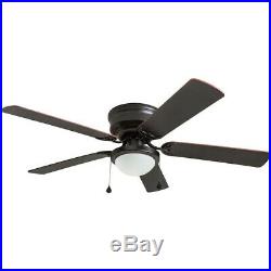 Harbor Breeze Armitage 52-in Bronze LED Indoor Flush Mount Ceiling Fan with Kit