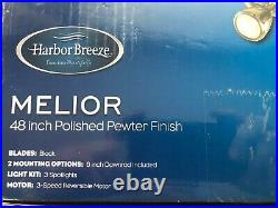 Harbor Breeze Melior 48-in Polished Pewter Indoor Ceiling Fan with3 light kit