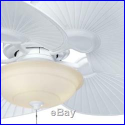 Havana Tropical Ceiling Fan 48 in. LED Indoor Outdoor Matte White Light Kit