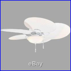 Havana White Ceiling Fan 48 in. Frosted Glass Bowl Light Kit LED Palm Blade