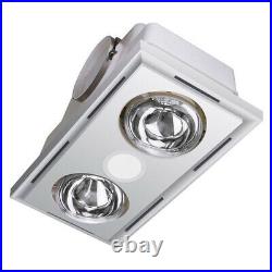 Heller 3 in 1 Ceiling Bathroom Exhaust withLED Light/Duct Kit/ Heater Globes White