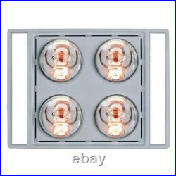 Heller 3 in 1 LED Ceiling Bathroom Exhaust Fan with Duct Kit/Heat Globes Silver
