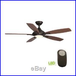 Home DC Petersford 52 LED Indoor Oil Rubbed Bronze Ceiling Fan Light Kit Remote