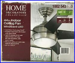 Home Decorators 44 Inch Ceiling Fan Windward LED Light Kit Brushed Nickel 51565