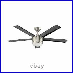 Home Decorators 52 Ceiling Fan Merwry Integrated LED Light Kit, Remote Nickel