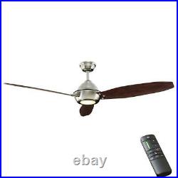 Home Decorators Aero Breeze 60 In. In/Outdoor B. Nickel Fan withLight Kit & Remote