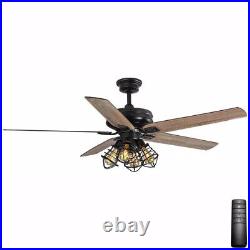 Home Decorators Carlisle 60 in. LED Matte Black Ceiling Fan withRemote + Light Kit