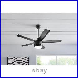 Home Decorators Ceiling Fan 48 ABS Blade Matte Black with Light Kit + Remote