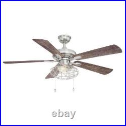 Home Decorators Ceiling Fan 52 5-Reversible Blades Brushed Nickel with Light Kit
