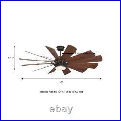 Home Decorators Ceiling Fan With Light Kit 60 Dimmable Reversible Espresso Bronze