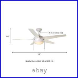 Home Decorators Ceiling Fan with Light Kit 52 Easy Install Reversible Matte White