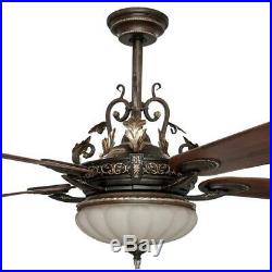 Home Decorators Chateau Deville 52 in. LED Walnut Ceiling Fan with Light Kit