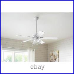 Home Decorators Ellard 52 in. With Light Kit LED Matte White Ceiling Fan
