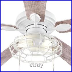 Home Decorators Ellard 52 in. With Light Kit LED Matte White Ceiling Fan