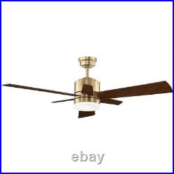 Home Decorators Hexton 52 in. LED Brushed Gold Ceiling Fan with Light Kit & Remote
