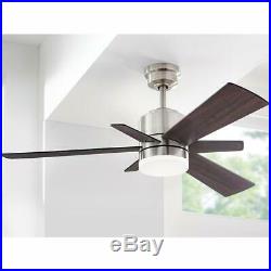 Home Decorators Hexton 52 in. LED Indoor Brushed Nickel Ceiling Fan withLight Kit