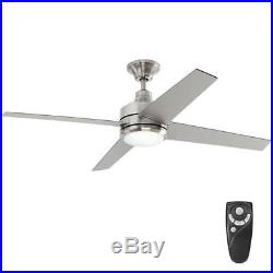 Home Decorators Mercer 52 in. LED Indoor Brushed Nickel Ceiling Fan with Light Kit