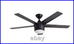 Home Decorators Merwry 48 in LED Matte Black Ceiling Fan with Light Kit and Remote
