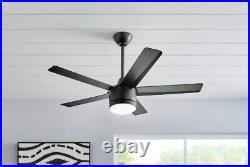 Home Decorators Merwry 48 in LED Matte Black Ceiling Fan with Light Kit and Remote