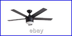 Home Decorators Merwry 48 in withLight Kit Int LED Indoor Matte Black Ceiling Fan
