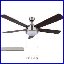 Home Impressions Preston 52 In. Brushed Nickel Ceiling Fan with Light Kit Home