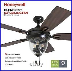 Honeywell 5 Blade Espresso 52 Inch Indoor Outdoor LED Ceiling Fan with Light Kit