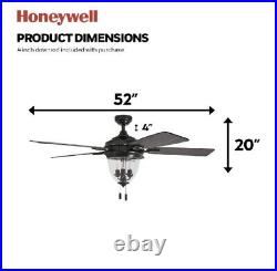 Honeywell 5 Blade Espresso 52 Inch Indoor Outdoor LED Ceiling Fan with Light Kit