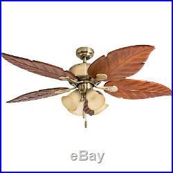 Honeywell 52 Tropical LED Ceiling Fan with Light Kit Aged Brass Finish Fixture