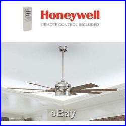 Honeywell 62 Ceiling Fan LED Remote Control 8 Blade Light Kit Brushed Nickel