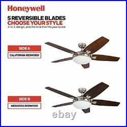 Honeywell Carmel 48-Inch Ceiling Fan with Integrated Light Kit and Remote Con